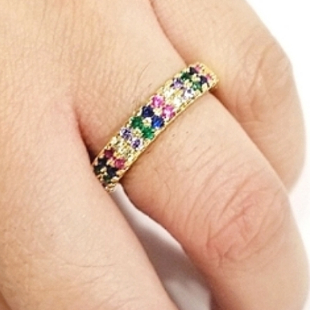 New 18K Gold Plated Multicolor Band Adjustable Ring.